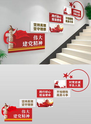 伟大建党精神楼梯文化墙